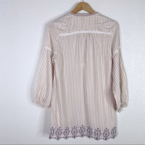 Anthropologie Floreat Striped Embroidered Tunic Blouse - Picture 7 of 7